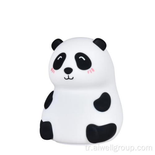 Panda karikatür silikon led bebek gece lambası